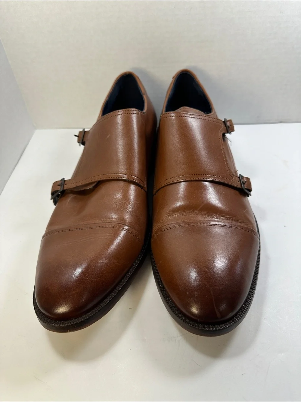 Cole Haan Harrison Grand 2.0 Dress Shoes Size 12 Tan Double Monk Strap Leather